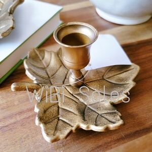 Gold Leaf Metal Taper Candle Holder Set Of 2 - NWT